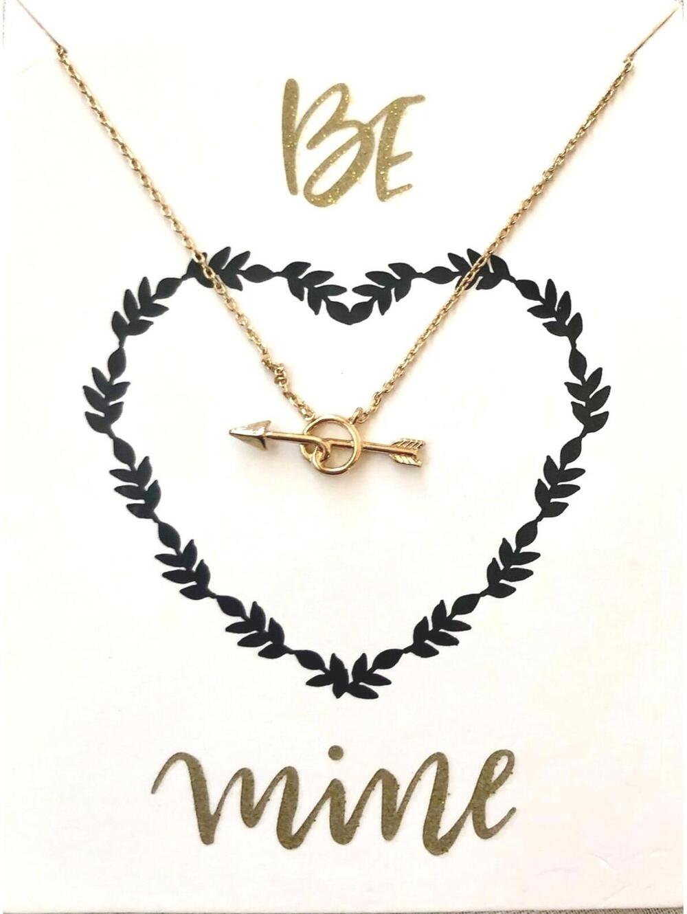 NWT Loren Olivia "Be Mine" Gold-Tone Arrow Charm Pendant Necklace 16" Long